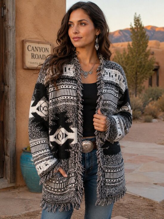 POL Sweaters - Sante Fe Style Fringe POL Cardigan – BOHO NEW
